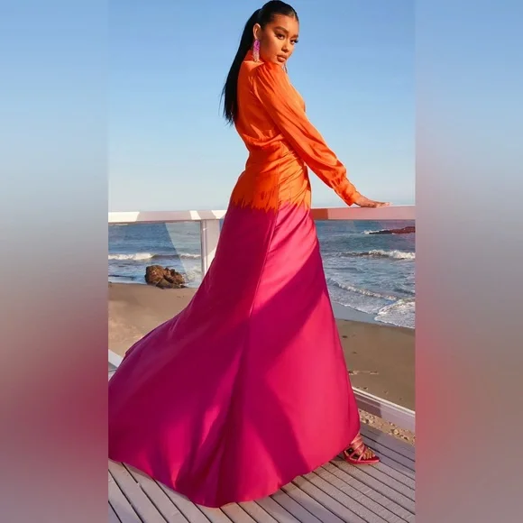 NWT 3X Melissa Ombre Maxi Dress - Orange/combo. A19 - Picture 3 of 9